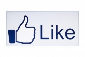 The facebook like insignia with the thumbs up.