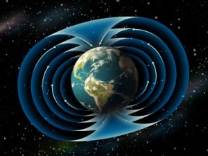 A picture of the earth's magnetic field.