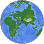 A USGS small globe showing April 16, 2013 7.8 EQ in Iran 