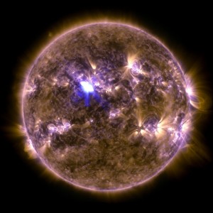 A picture of the sun from NASA's Solar Dynamics Observatory capturing the image of an M6.5 class flare at 3:16 EDT on April 11, 2013 heading toward Earth. (Photo: NASA/SDO)