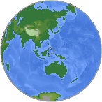 A USGS small globe map showing the April 30, 2013 earthquake in the Celebes Sea. 