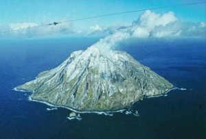 A picture of Chirinkotan volcano in the Kuril Islands, Eastern Russia