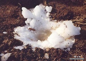 A picture of a Megacryometeor that fell in Spain in January 2000