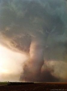 A storm spotter photo of Saturday's tornado in Kansas.