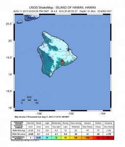 A USGS map of the earthquake under Kilauea Volcano.
