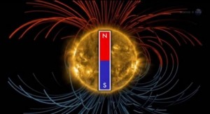 A picture of the sun's magnetic field.