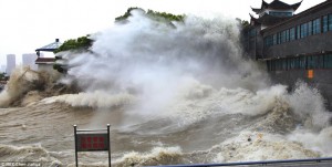 The powerful tidal wave in China.