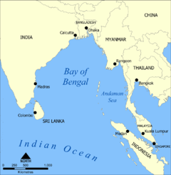 A map of the Bay of Bengal in the East Indian Ocean