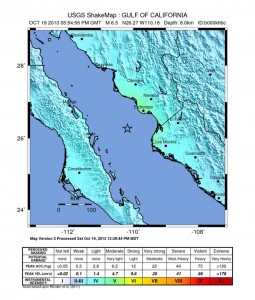 The USGS shake map of the Gulf of California