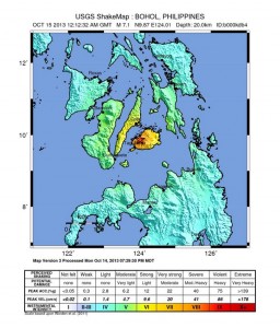 The USGS shake map of the Philippnes