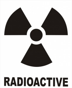 A black and white radioactive sign.