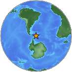 USGS small globe showing the 6.6 earthquake in the Scotia Sea.