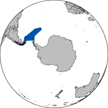 A map of the Scotia Sea t the South Pole.