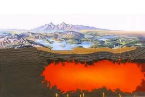 A drawing of Yellowstone's supervolcano.