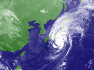 A weather map of Typhoon Wipha.